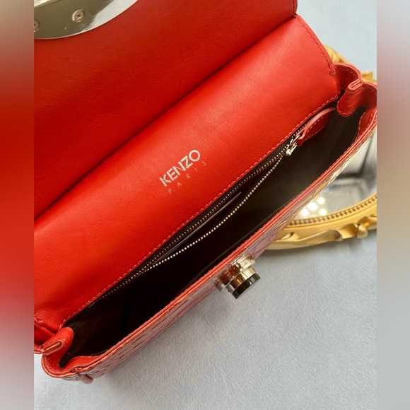 🆕 KENZO 🧿 NWT Medium Tali Croc Embossed Eye Motif Bag, Red - Picture 12 of 16